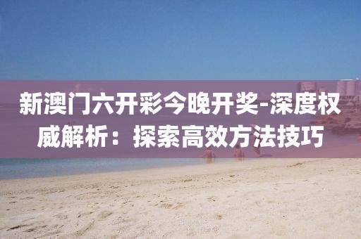 新澳門六開彩今晚開獎-深度權威解析：探索高效方法技巧