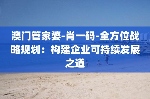 澳門管家婆-肖一碼-全方位戰略規劃：構建企業可持續發展之道