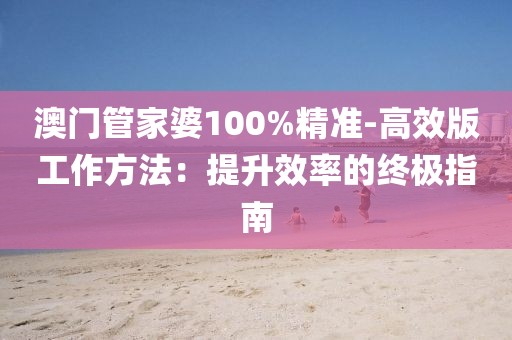 澳門管家婆100%精準-高效版工作方法：提升效率的終極指南