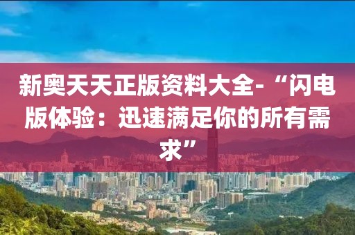 新奧天天正版資料大全-“閃電版體驗：迅速滿足你的所有需求”