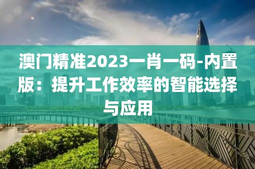 澳門精準2023一肖一碼-內置版：提升工作效率的智能選擇與應用