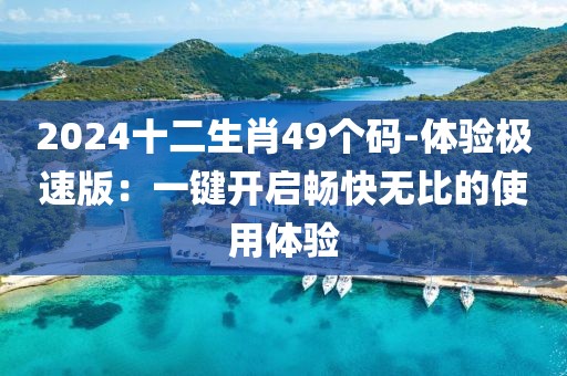 2024十二生肖49個碼-體驗極速版：一鍵開啟暢快無比的使用體驗