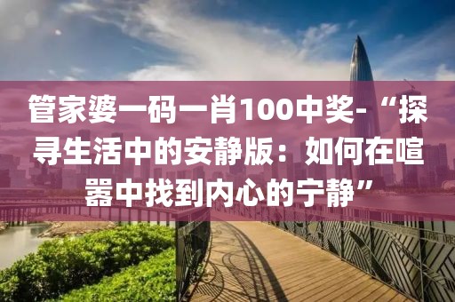 管家婆一碼一肖100中獎-“探尋生活中的安靜版：如何在喧囂中找到內心的寧靜”