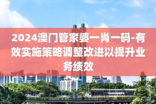 2024澳門管家婆一肖一碼-有效實施策略調整改進以提升業務績效