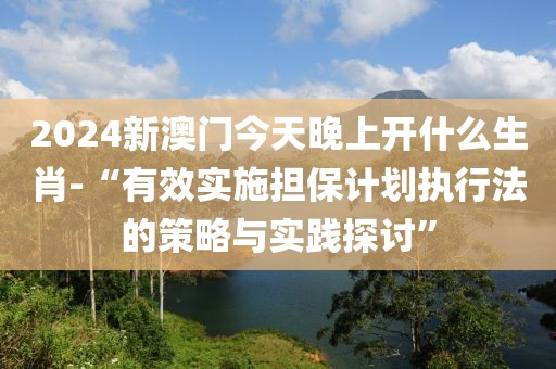 2024新澳門今天晚上開什么生肖-“有效實施擔保計劃執行法的策略與實踐探討”