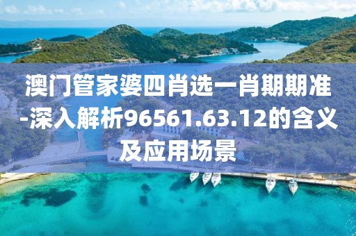 澳門管家婆四肖選一肖期期準-深入解析96561.63.12的含義及應用場景