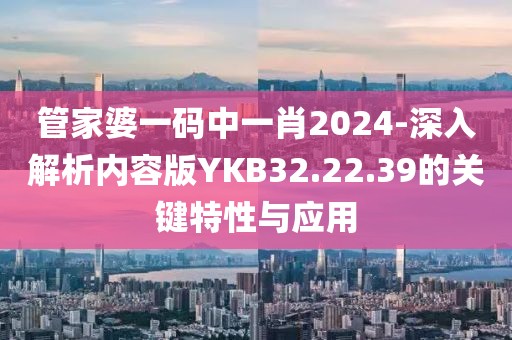 管家婆一碼中一肖2024-深入解析內容版YKB32.22.39的關鍵特性與應用