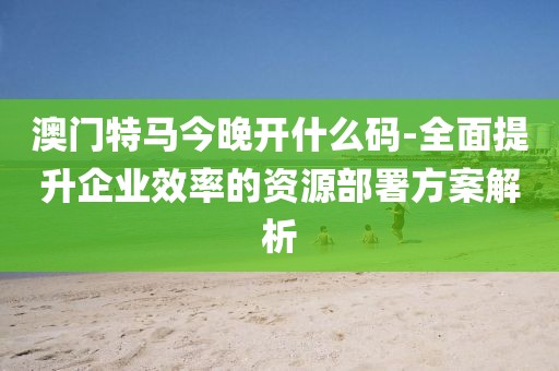 澳門特馬今晚開什么碼-全面提升企業效率的資源部署方案解析