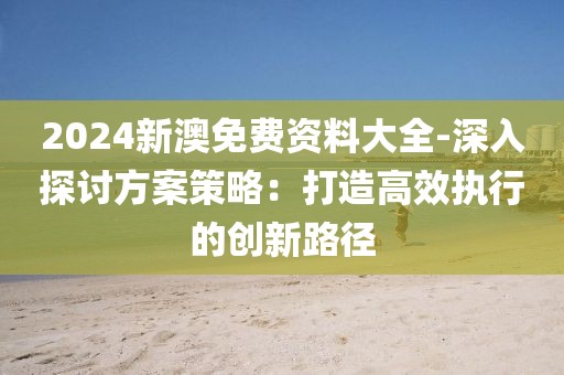 2024新澳免費資料大全-深入探討方案策略：打造高效執行的創新路徑