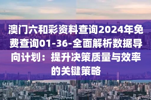 澳門六和彩資料查詢2024年免費查詢01-36-全面解析數據導向計劃：提升決策質量與效率的關鍵策略