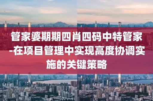 管家婆期期四肖四碼中特管家-在項目管理中實現高度協調實施的關鍵策略
