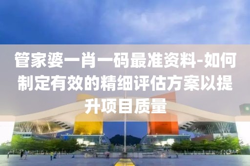 管家婆一肖一碼最準資料-如何制定有效的精細評估方案以提升項目質量