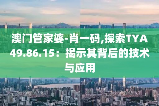 澳門管家婆-肖一碼,探索TYA49.86.15：揭示其背后的技術與應用