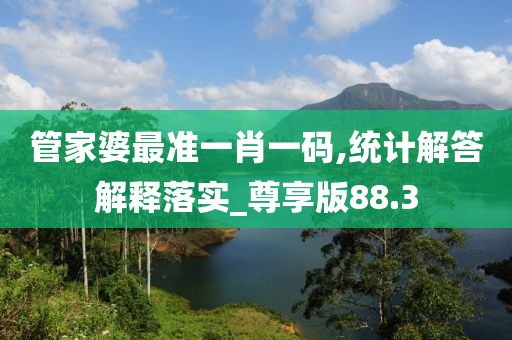 管家婆最準一肖一碼,統計解答解釋落實_尊享版88.3