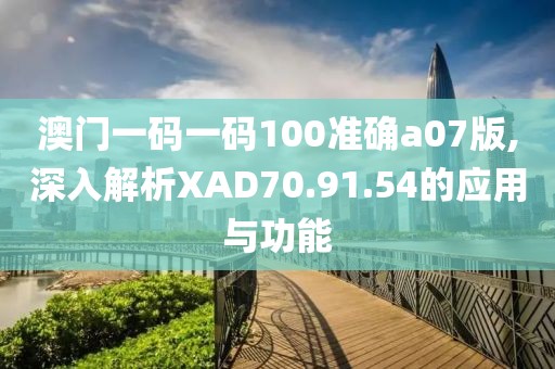 澳門一碼一碼100準確a07版,深入解析XAD70.91.54的應用與功能