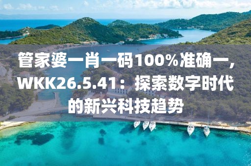 管家婆一肖一碼100%準確一,WKK26.5.41：探索數字時代的新興科技趨勢
