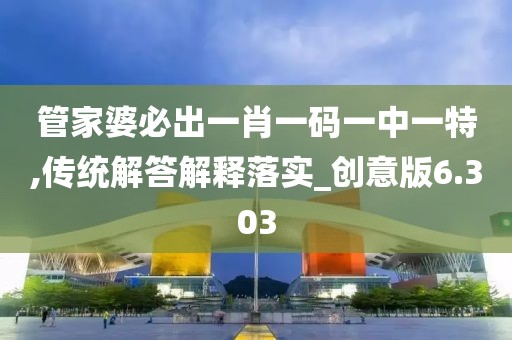 管家婆必出一肖一碼一中一特,傳統解答解釋落實_創意版6.303