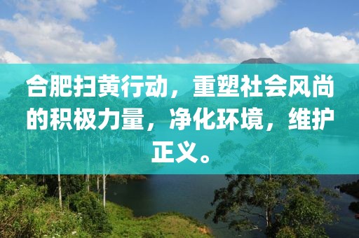 合肥掃黃行動，重塑社會風尚的積極力量，凈化環境，維護正義。