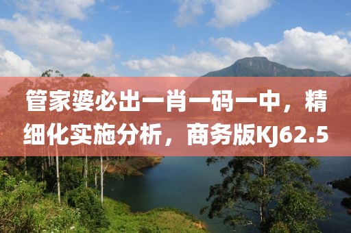 管家婆必出一肖一碼一中，精細化實施分析，商務版KJ62.5