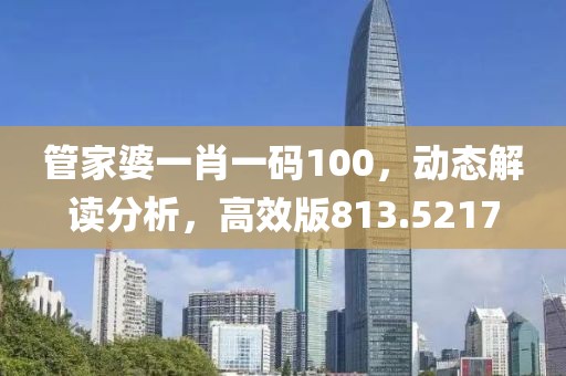 管家婆一肖一碼100，動態解讀分析，高效版813.5217