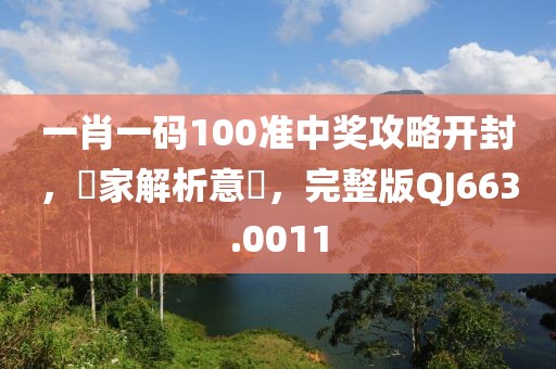 一肖一碼100準中獎攻略開封，專家解析意見，完整版QJ663.0011