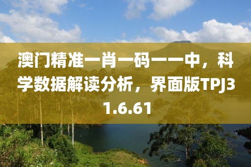 澳門精準一肖一碼一一中，科學數據解讀分析，界面版TPJ31.6.61