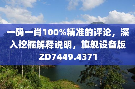 一碼一肖100%精準的評論，深入挖掘解釋說明，旗艦設備版ZD7449.4371