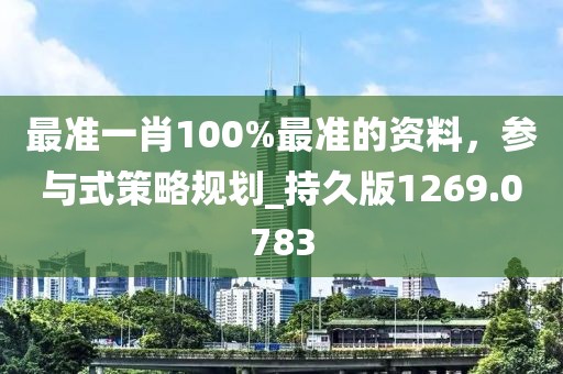最準一肖100%最準的資料，參與式策略規劃_持久版1269.0783