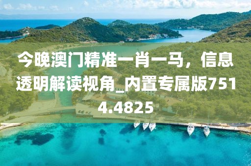今晚澳門精準一肖一馬，信息透明解讀視角_內置專屬版7514.4825