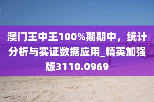 澳門王中王100%期期中，統計分析與實證數據應用_精英加強版3110.0969