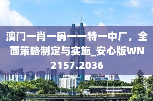 澳門一肖一碼一一特一中廠，全面策略制定與實施_安心版WN2157.2036