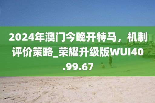 2024年澳門今晚開特馬，機制評價策略_榮耀升級版WUI40.99.67