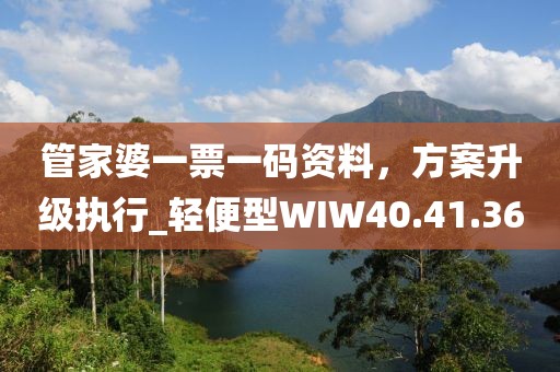 管家婆一票一碼資料，方案升級執行_輕便型WIW40.41.36