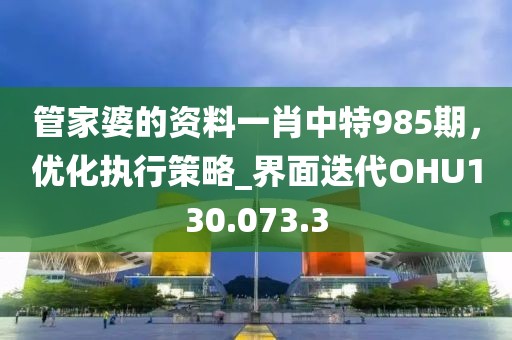 管家婆的資料一肖中特985期，優化執行策略_界面迭代OHU130.073.3
