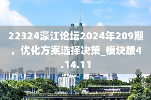 22324濠江論壇2024年209期，優化方案選擇決策_模塊版4.14.11