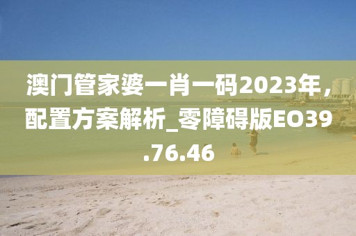 澳門管家婆一肖一碼2023年，配置方案解析_零障礙版EO39.76.46