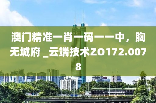 澳門精準一肖一碼一一中，胸無城府 _云端技術ZO172.0078