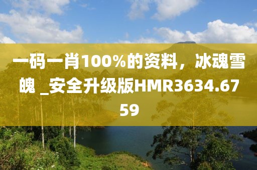 一碼一肖100%的資料，冰魂雪魄 _安全升級版HMR3634.6759