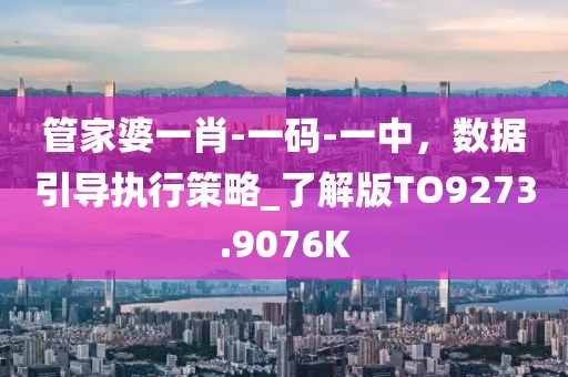 管家婆一肖-一碼-一中，數據引導執行策略_了解版TO9273.9076K