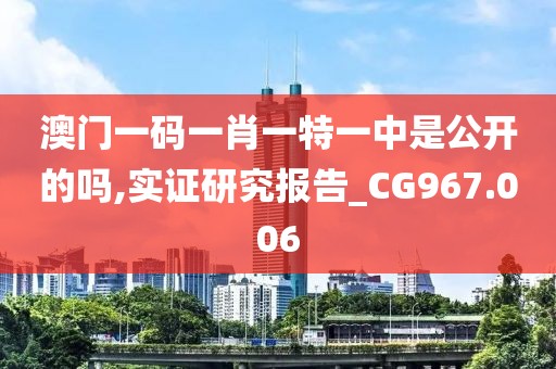澳門一碼一肖一特一中是公開的嗎,實證研究報告_CG967.006