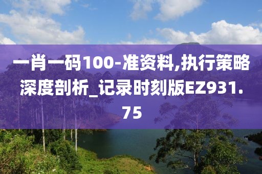 一肖一碼100-準資料,執行策略深度剖析_記錄時刻版EZ931.75