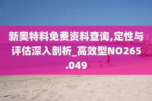 新奧特料免費資料查詢,定性與評估深入剖析_高效型NO265.049