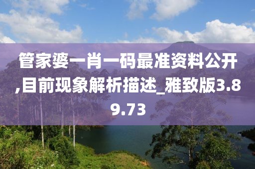 管家婆一肖一碼最準資料公開,目前現象解析描述_雅致版3.89.73
