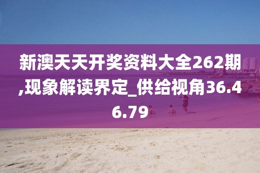 新澳天天開獎資料大全262期,現象解讀界定_供給視角36.46.79