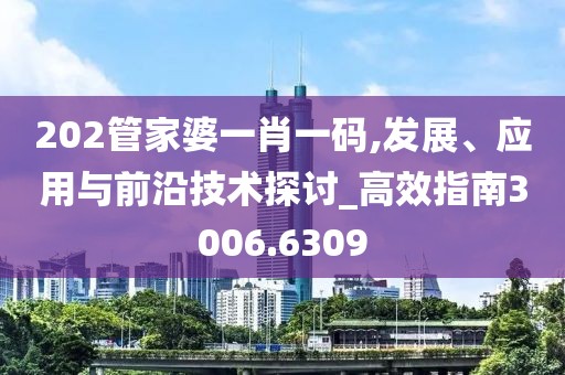 202管家婆一肖一碼,發展、應用與前沿技術探討_高效指南3006.6309