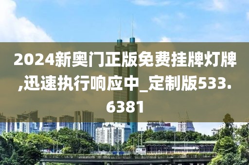 2024新奧門正版免費掛牌燈牌,迅速執行響應中_定制版533.6381
