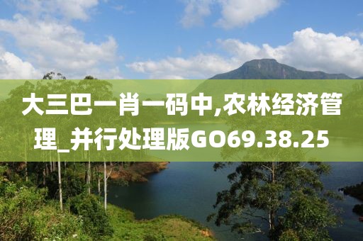 大三巴一肖一碼中,農林經濟管理_并行處理版GO69.38.25