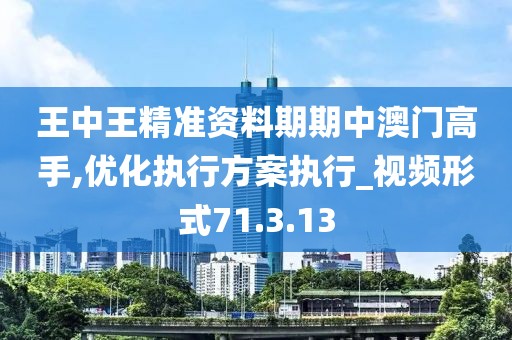 王中王精準資料期期中澳門高手,優化執行方案執行_視頻形式71.3.13