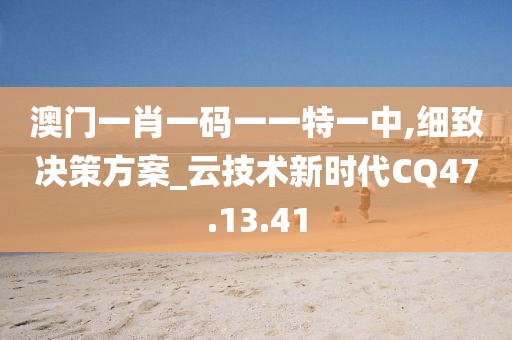 澳門一肖一碼一一特一中,細致決策方案_云技術新時代CQ47.13.41