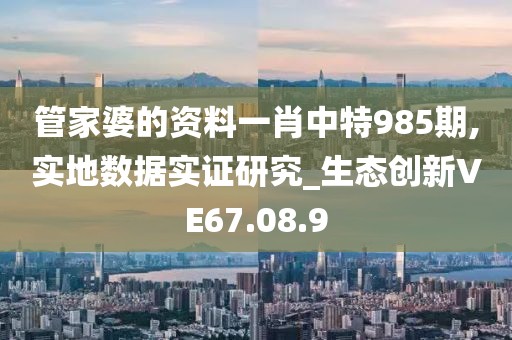管家婆的資料一肖中特985期,實地數據實證研究_生態創新VE67.08.9